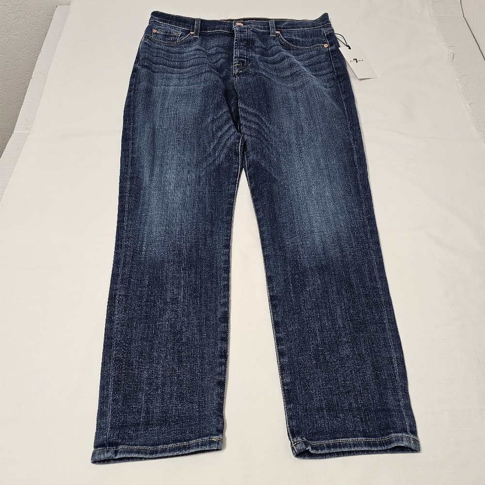 7 For All Mankind Feminine Josefina Dark Blue Straight Jeans Women's 30 - Picture 1 of 10